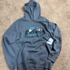 Columbia Slate Blue Trek Hoodie with Graphic Design - NWT - Size Small